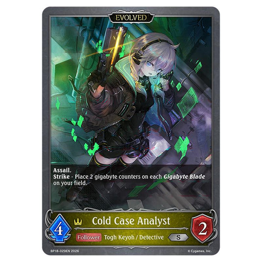Cold Case Analyst BP18-029EN card from the Shadowverse: Evolve set Neometropolis