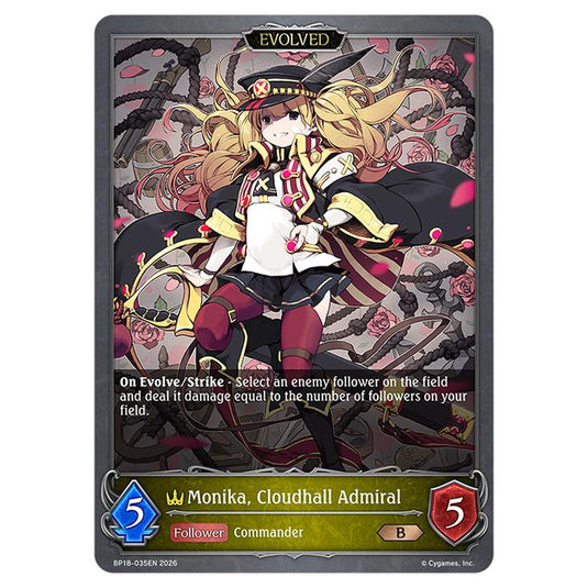 Monika, Cloudhall Admiral BP18-035EN card from the Shadowverse: Evolve set Neometropolis