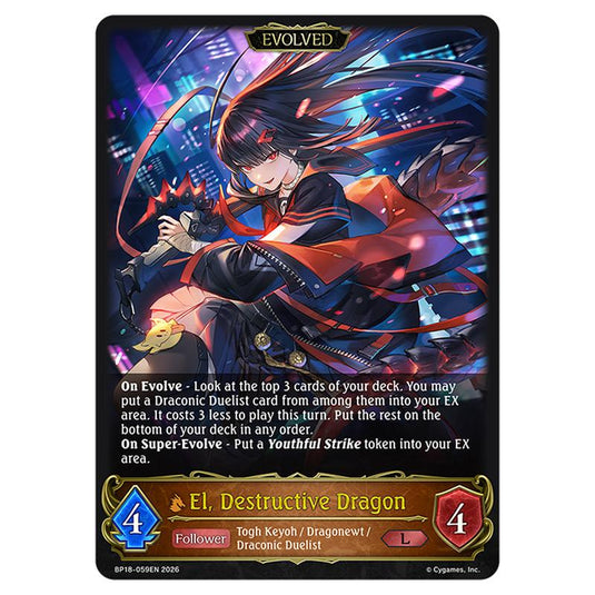 El, Destructive Dragon BP18-059EN card from the Shadowverse: Evolve set Neometropolis