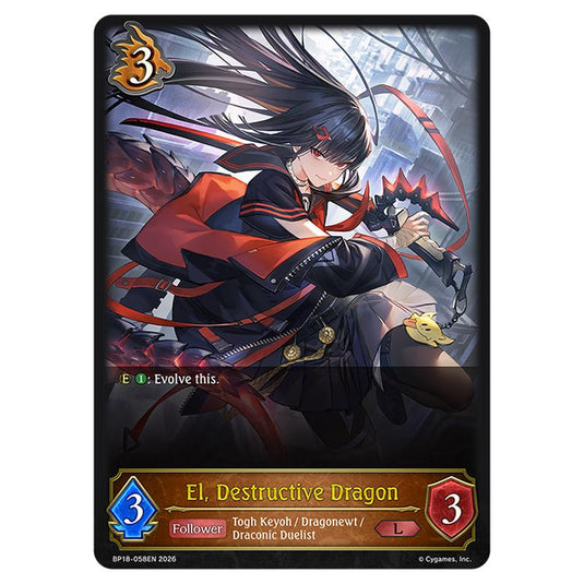 El, Destructive Dragon BP18-058EN card from the Shadowverse: Evolve set Neometropolis