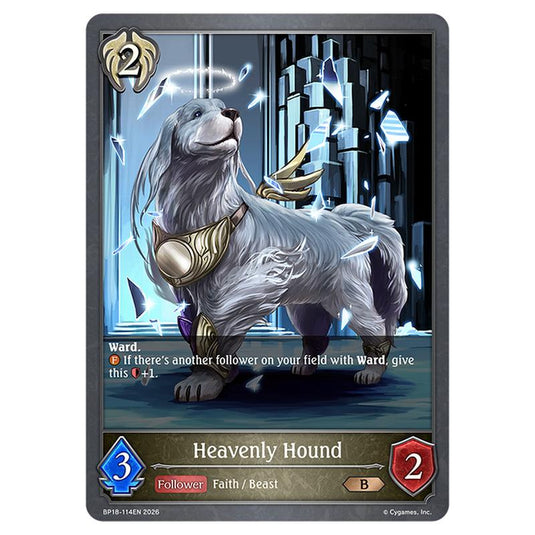 Heavenly Hound BP18-114EN card from the Shadowverse: Evolve set Neometropolis