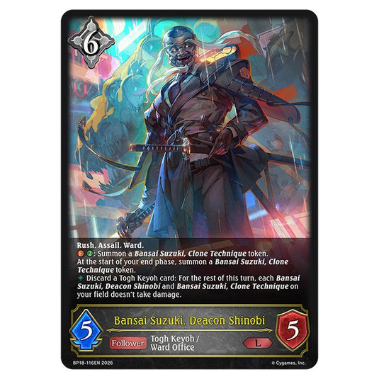 Bansai Suzuki, Deacon Shinobi BP18-116EN card from the Shadowverse: Evolve set Neometropolis