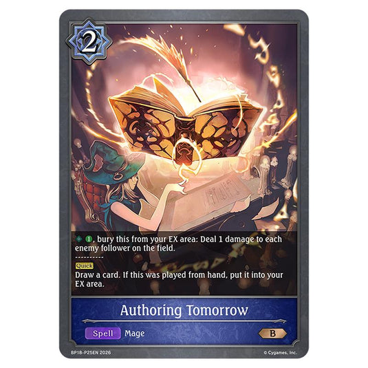 Authoring Tomorrow BP18-P25EN card from the Shadowverse: Evolve set Neometropolis