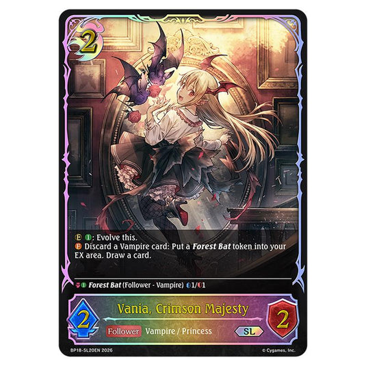 Vania, Crimson Majesty BP18-SL20EN card from the Shadowverse: Evolve set Neometropolis