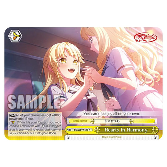Hearts in Harmony BD/WE49-E13 card from the Weiss Schwarz set BanG Dream! 10th Anniversary!