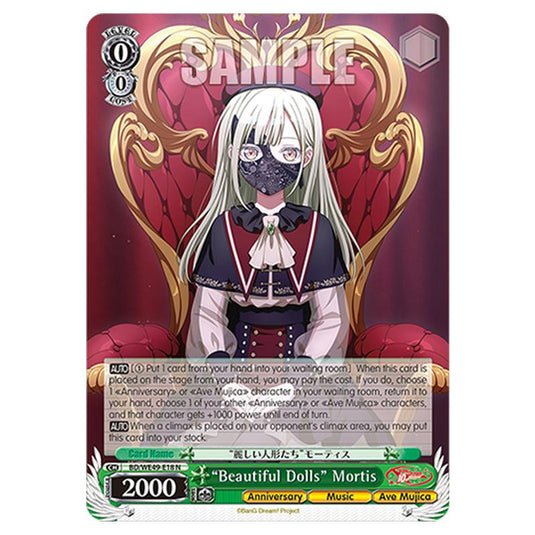 “Beautiful Dolls” Mortis BD/WE49-E18 card from the Weiss Schwarz set BanG Dream! 10th Anniversary!