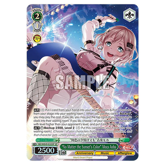 “No Matter the Sunset's Color” Moca Aoba BD/WE49-E22SP card from the Weiss Schwarz set BanG Dream! 10th Anniversary!