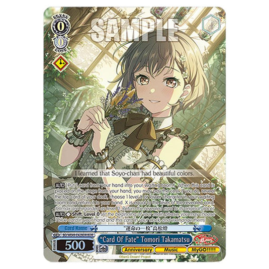 “Card Of Fate” Tomori Takamatsu BD/WE49-E42BDR card from the Weiss Schwarz set BanG Dream! 10th Anniversary!