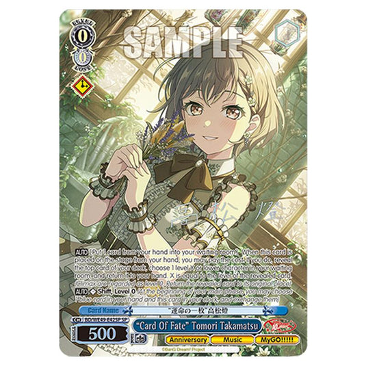 “Card Of Fate” Tomori Takamatsu BD/WE49-E42SP card from the Weiss Schwarz set BanG Dream! 10th Anniversary!