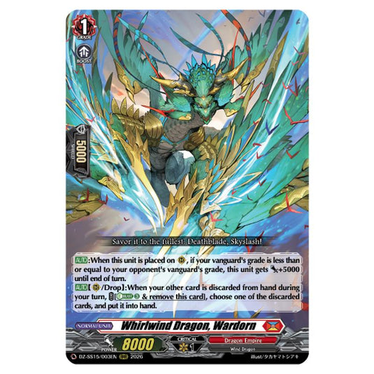 Whirlwind Dragon, Wardorn DZ-SS15/003EN card from the Cardfight!! Vanguard set The Legendary Vanguards