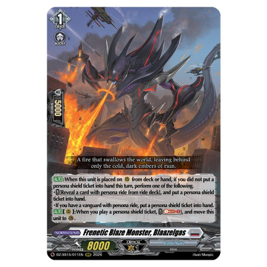 Frenetic Blaze Monster, Blaazelgas DZ-SS15/011EN card from the Cardfight!! Vanguard set The Legendary Vanguards