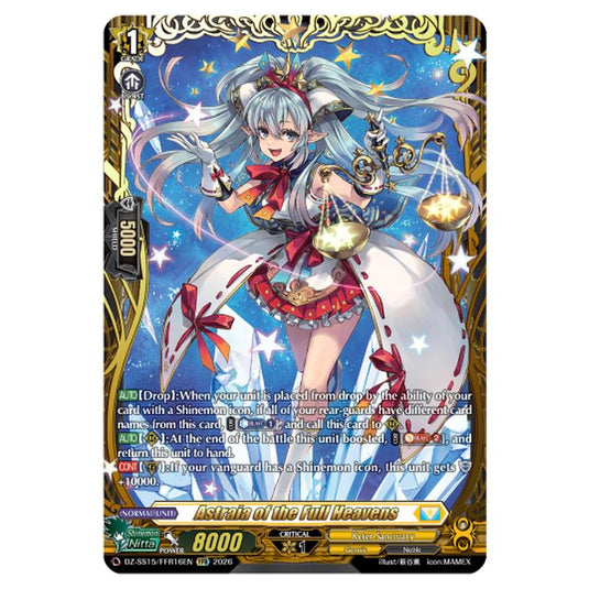 Astraia of the Full Heavens DZ-SS15/FFR16EN card from the Cardfight!! Vanguard set The Legendary Vanguards