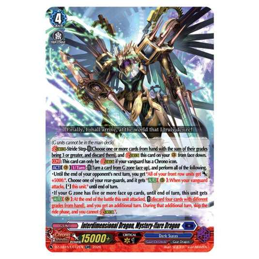 Interdimensional Dragon, Mystery-flare Dragon DZ-SS15/LG12EN card from the Cardfight!! Vanguard set The Legendary Vanguards