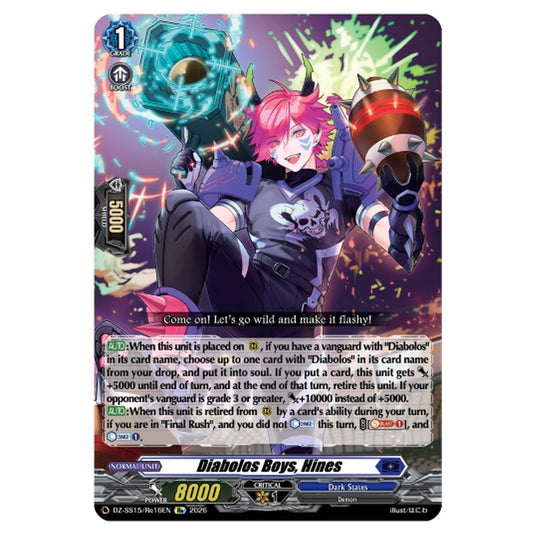 Diabolos Boys, Hines DZ-SS15/Re16EN card from the Cardfight!! Vanguard set The Legendary Vanguards