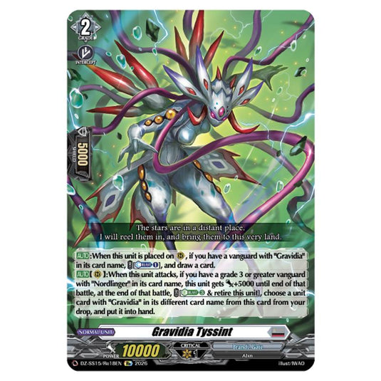 Gravidia Tyssint DZ-SS15/Re18EN card from the Cardfight!! Vanguard set The Legendary Vanguards