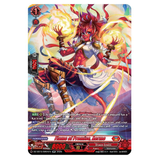 Flame of Promise, Aermo DZ-SS15/SR04EN card from the Cardfight!! Vanguard set The Legendary Vanguards