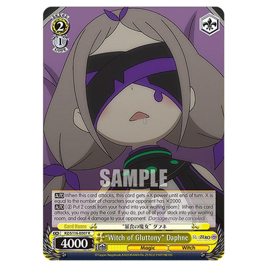 “Witch of Gluttony” Daphne RZ/S116-E007 card from the Weiss Schwarz set Re:ZERO -Starting Life in Another World- Vol.3