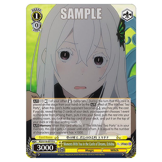 Moments With You in the Castle of Dreams, Echidna RZ/S116-E010 card from the Weiss Schwarz set Re:ZERO -Starting Life in Another World- Vol.3