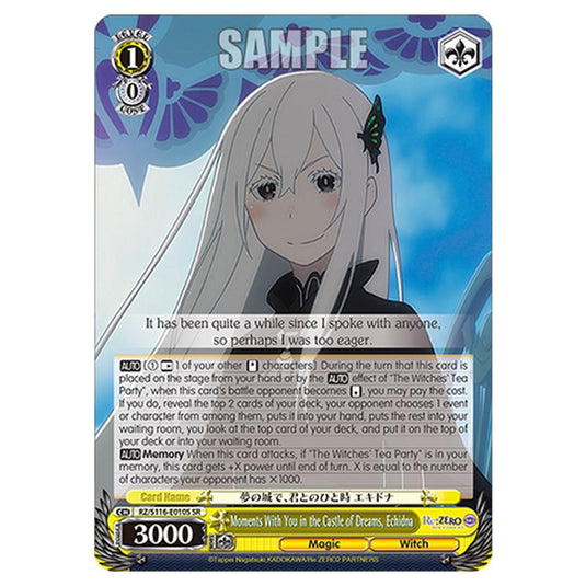 Moments With You in the Castle of Dreams, Echidna RZ/S116-E010S card from the Weiss Schwarz set Re:ZERO -Starting Life in Another World- Vol.3