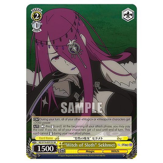 “Witch of Sloth” Sekhmet RZ/S116-E012S card from the Weiss Schwarz set Re:ZERO -Starting Life in Another World- Vol.3