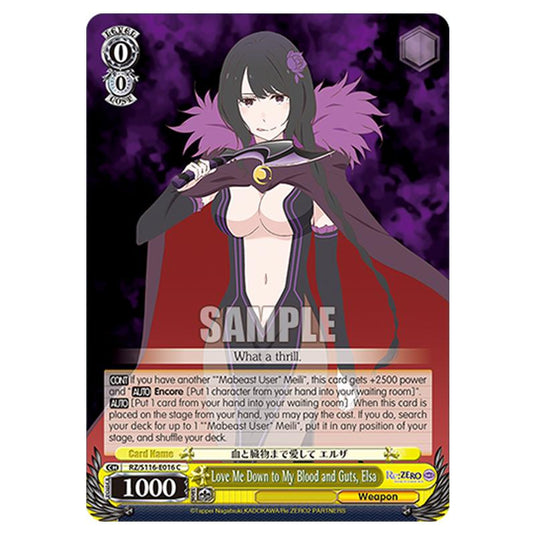 Love Me Down to My Blood and Guts, Elsa RZ/S116-E016 card from the Weiss Schwarz set Re:ZERO -Starting Life in Another World- Vol.3