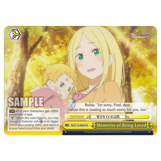 Memories of Being Loved RZ/S116-E024 card from the Weiss Schwarz set Re:ZERO -Starting Life in Another World- Vol.3