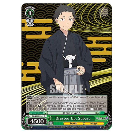 Dressed Up, Subaru RZ/S116-E041 card from the Weiss Schwarz set Re:ZERO -Starting Life in Another World- Vol.3
