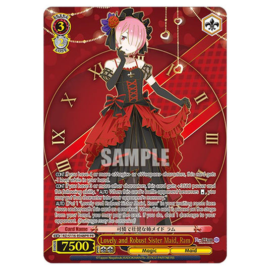 Lovely and Robust Sister Maid, Ram RZ/S116-E048PR card from the Weiss Schwarz set Re:ZERO -Starting Life in Another World- Vol.3