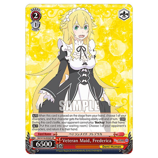 Veteran Maid, Frederica RZ/S116-E054S card from the Weiss Schwarz set Re:ZERO -Starting Life in Another World- Vol.3