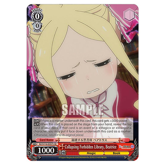 Collapsing Forbidden Library, Beatrice RZ/S116-E057S card from the Weiss Schwarz set Re:ZERO -Starting Life in Another World- Vol.3