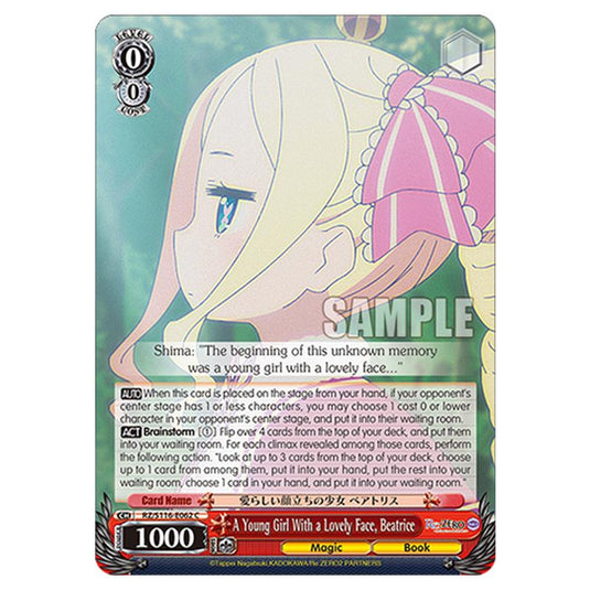 A Young Girl With a Lovely Face, Beatrice RZ/S116-E062 card from the Weiss Schwarz set Re:ZERO -Starting Life in Another World- Vol.3