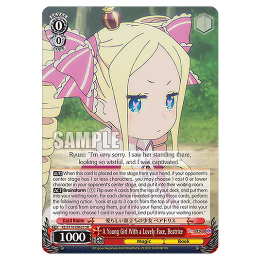 A Young Girl With a Lovely Face, Beatrice RZ/S116-E062S card from the Weiss Schwarz set Re:ZERO -Starting Life in Another World- Vol.3