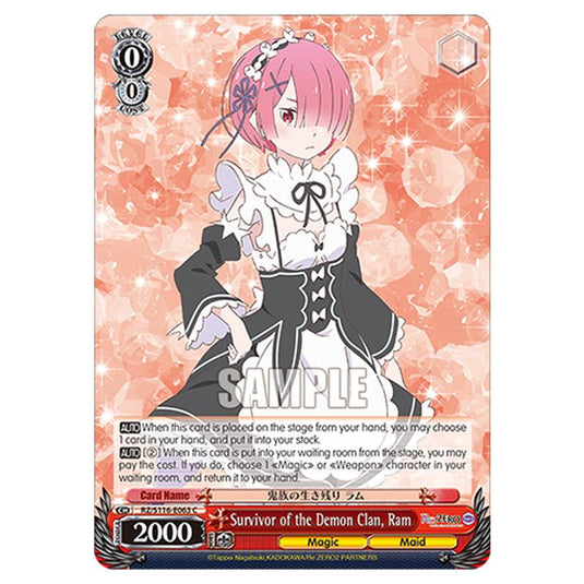 Survivor of the Demon Clan, Ram RZ/S116-E063 card from the Weiss Schwarz set Re:ZERO -Starting Life in Another World- Vol.3