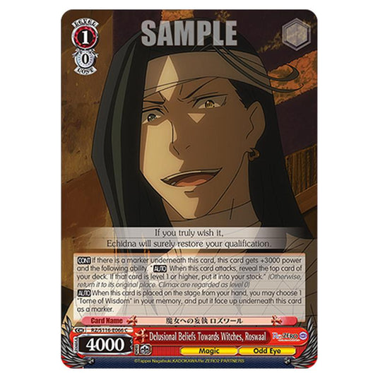 Delusional Beliefs Towards Witches, Roswaal RZ/S116-E066 card from the Weiss Schwarz set Re:ZERO -Starting Life in Another World- Vol.3