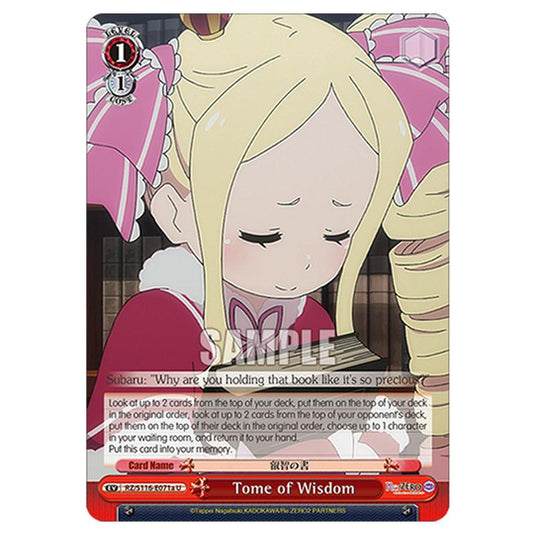 Tome of Wisdom RZ/S116-E071a card from the Weiss Schwarz set Re:ZERO -Starting Life in Another World- Vol.3