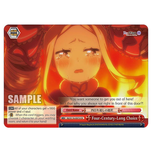 Four-Century-Long Choice RZ/S116-E073 card from the Weiss Schwarz set Re:ZERO -Starting Life in Another World- Vol.3
