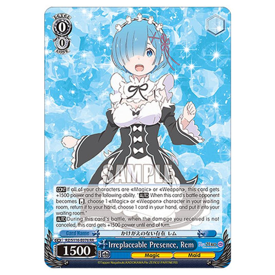 Irreplaceable Presence, Rem RZ/S116-E076 card from the Weiss Schwarz set Re:ZERO -Starting Life in Another World- Vol.3