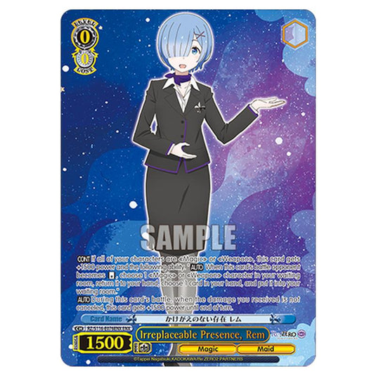 Irreplaceable Presence, Rem RZ/S116-E076ENX card from the Weiss Schwarz set Re:ZERO -Starting Life in Another World- Vol.3