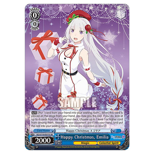 Happy Christmas, Emilia RZ/S116-E077S card from the Weiss Schwarz set Re:ZERO -Starting Life in Another World- Vol.3