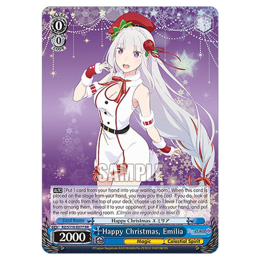 Happy Christmas, Emilia RZ/S116-E077 card from the Weiss Schwarz set Re:ZERO -Starting Life in Another World- Vol.3