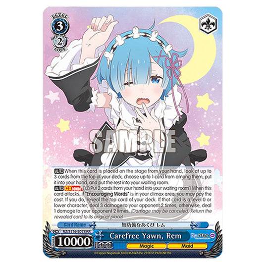 Carefree Yawn, Rem RZ/S116-E078 card from the Weiss Schwarz set Re:ZERO -Starting Life in Another World- Vol.3