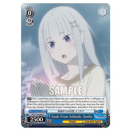 Goals From Solitude, Emilia RZ/S116-E085 card from the Weiss Schwarz set Re:ZERO -Starting Life in Another World- Vol.3