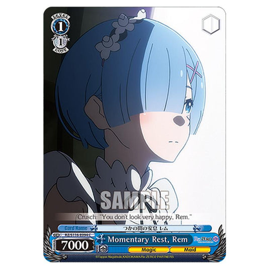 Momentary Rest, Rem RZ/S116-E094 card from the Weiss Schwarz set Re:ZERO -Starting Life in Another World- Vol.3