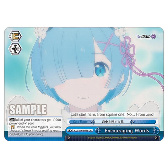 Encouraging Words RZ/S116-E098 card from the Weiss Schwarz set Re:ZERO -Starting Life in Another World- Vol.3