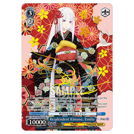 Resplendent Kimono, Emilia RZ/S116-PE01S card from the Weiss Schwarz set Re:ZERO -Starting Life in Another World- Vol.3