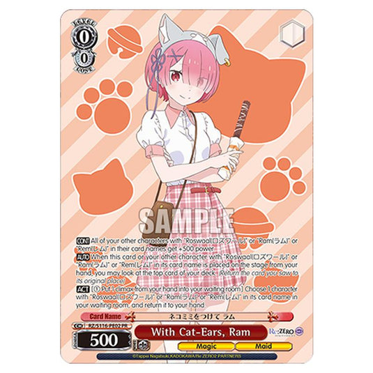 With Cat-Ears, Ram RZ/S116-PE02 card from the Weiss Schwarz set Re:ZERO -Starting Life in Another World- Vol.3