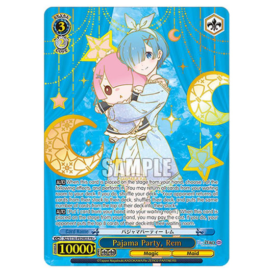 Pajama Party, Rem RZ/S116-PE09EX card from the Weiss Schwarz set Re:ZERO -Starting Life in Another World- Vol.3