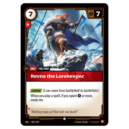 Revna the Lorekeeper card from the Riftbound: League of Legends set Unleashed