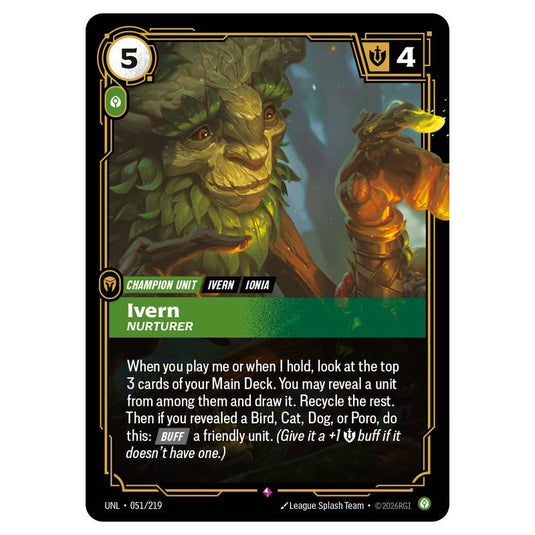 Ivern Nurturer card from the Riftbound: League of Legends set Unleashed