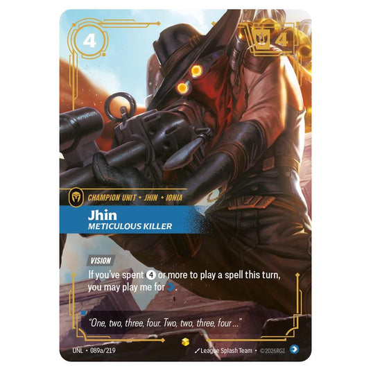 Jhin Meticulous Killer card from the Riftbound: League of Legends set Unleashed